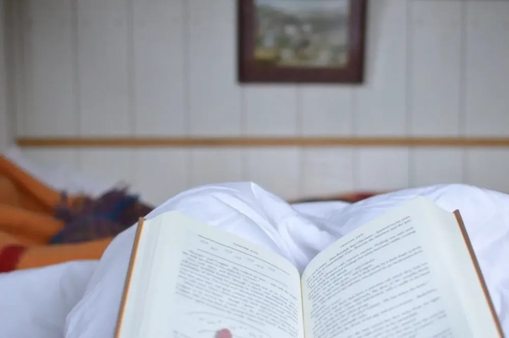 reading a book in bed